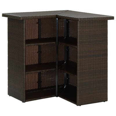 vidaXL 4-tlg. Gartenbar-Set mit Kissen Poly Rattan Braun