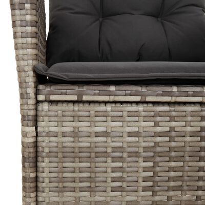 vidaXL 3-tlg. Garten-Essgruppe mit Kissen Grau Poly Rattan