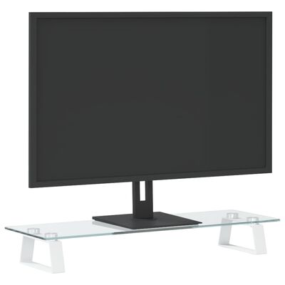 vidaXL Monitorständer Weiß 60x20x8 cm Hartglas und Metall