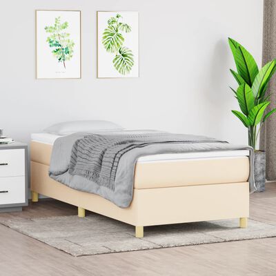 vidaXL Boxspringbett mit Matratze Creme 90x200 cm Stoff