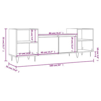 vidaXL TV-Schrank Sonoma-Eiche 160x35x55 cm Holzwerkstoff