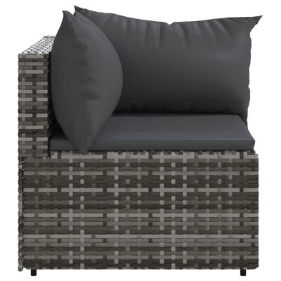 vidaXL Garten-Ecksofa mit Kissen Grau Poly Rattan