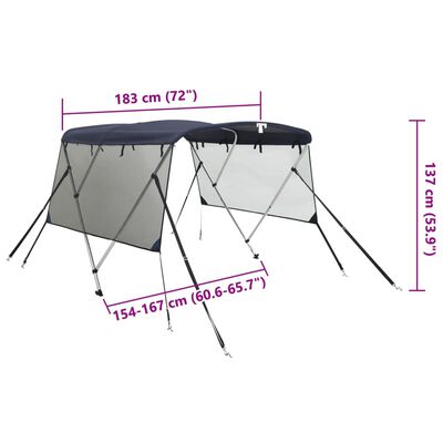 vidaXL 3-Bow Bimini-Top mit Mesh-Seitenteilen 183x(154-167)x137 cm