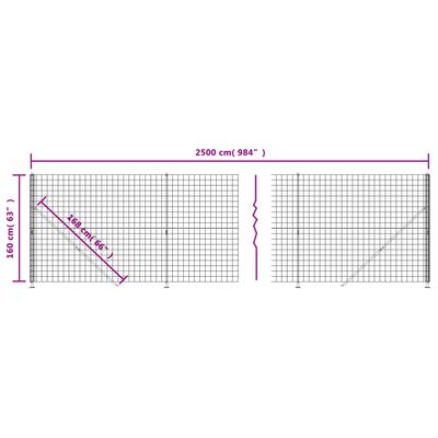 vidaXL Maschendrahtzaun mit Bodenflansch Anthrazit 1,6x25 m