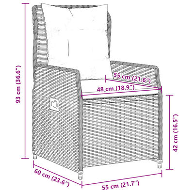 vidaXL 3-tlg. Garten-Essgruppe mit Kissen Beige Poly Rattan