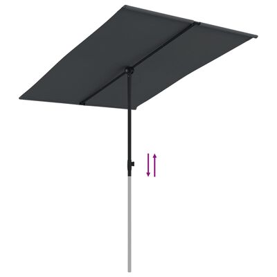 vidaXL Sonnenschirm mit Aluminium-Mast 2x1,5 m Schwarz