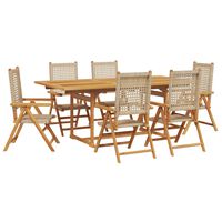 vidaXL 7-tlg. Garten-Essgruppe Poly Rattan und Massivholz Beige