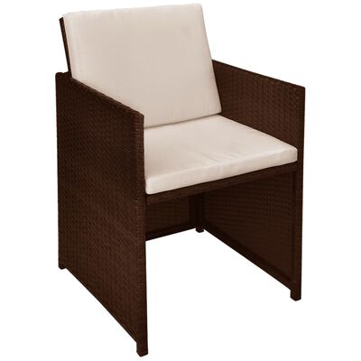 vidaXL 3-tlg. Bistro-Set mit Kissen Poly Rattan Braun