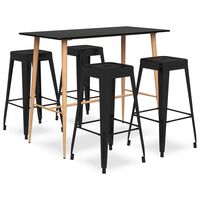 vidaXL 5-tlg. Bar-Set Schwarz