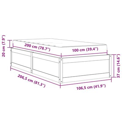 vidaXL Bett mit Matratze Weiß 100x200 cm Massivholz Kiefer