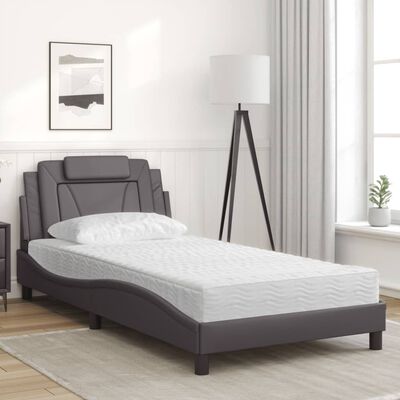 vidaXL Bett mit Matratze Grau 100x200 cm Kunstleder