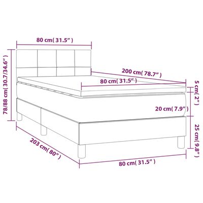 vidaXL Boxspringbett mit Matratze & LED Taupe 80x200 cm Stoff