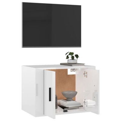 vidaXL TV-Wandschrank Hochglanz-Weiß 57x34,5x40 cm