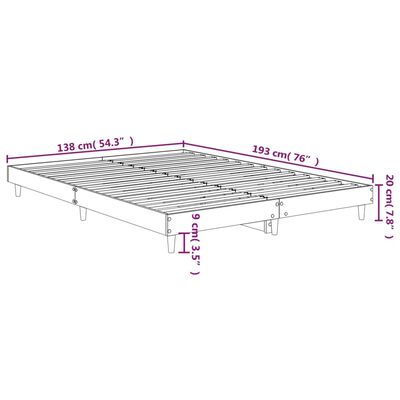 vidaXL Bettgestell Sonoma-Eiche 135x190 cm Holzwerkstoff