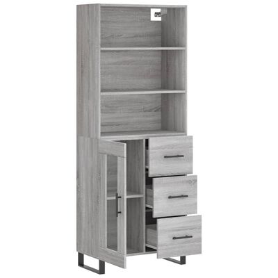 vidaXL Highboard Grau Sonoma 69,5x34x180 cm Holzwerkstoff