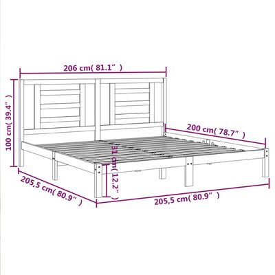 vidaXL Massivholzbett Honigbraun Kiefer 200x200 cm