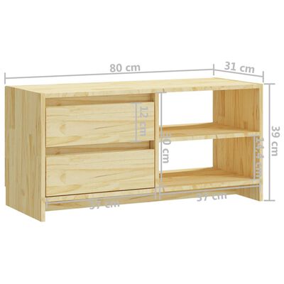 vidaXL TV-Schrank 80x31x39 cm Massivholz Kiefer