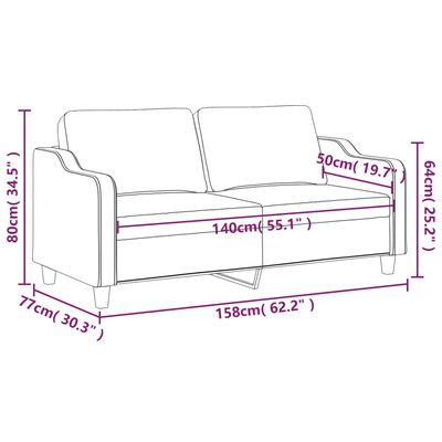 vidaXL 2-Sitzer-Sofa Schwarz 140 cm Stoff