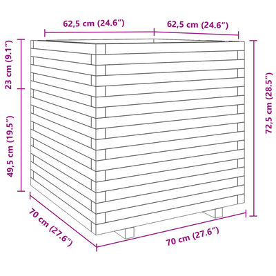 vidaXL Pflanzkübel 70x70x72,5 cm Kiefernholz Imprägniert