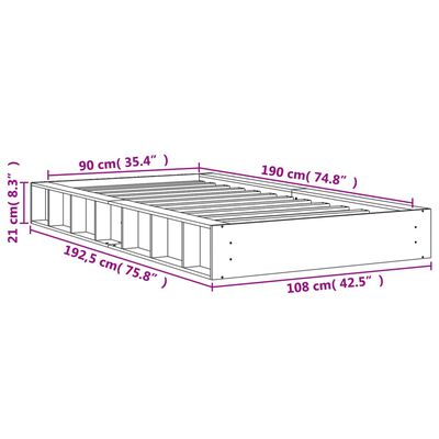 vidaXL Massivholzbett ohne Matratze Wachsbraun 90x190 cm Kiefernholz