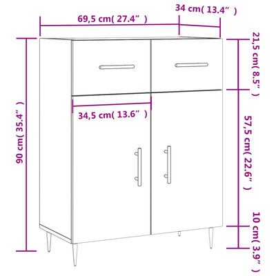 vidaXL Sideboard Räuchereiche 69,5x34x90 cm Holzwerkstoff