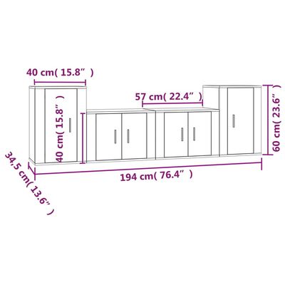 vidaXL 4-tlg. TV-Schrank-Set Sonoma-Eiche Holzwerkstoff