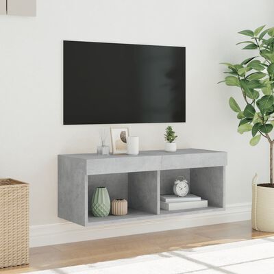 vidaXL TV-Schrank mit LED-Leuchten Betongrau 80x30x30 cm