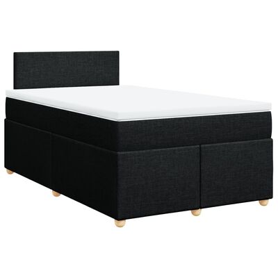 vidaXL Boxspringbett mit Matratze Schwarz 120x200 cm Stoff