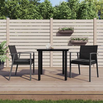 vidaXL 3-tlg. Garten-Essgruppe mit Kissen Poly Rattan und Stahl