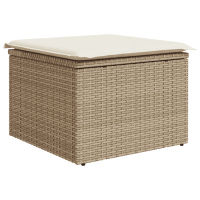 vidaXL 4-tlg. Garten-Sofagarnitur mit Kissen Beige Poly Rattan