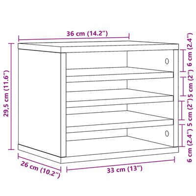 vidaXL Schreibtisch-Organizer Weiß 36x26x29,5 cm Holzwerkstoff