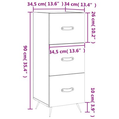 vidaXL Sideboard Betongrau 34,5x34x90 cm Holzwerkstoff