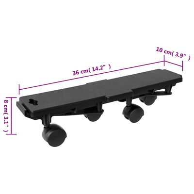 vidaXL Transportroller mit 4 Rollen 10 Stk Schwarz Polypropylen 170 kg