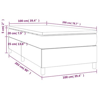 vidaXL Boxspringbett mit Matratze Creme 100x200 cm Stoff