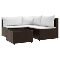 vidaXL 4-tlg. Garten-Lounge-Set mit Kissen Braun Poly Rattan