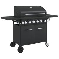 vidaXL Gasgrill mit 7 Flammen Schwarz Pulverbeschichteter Stahl