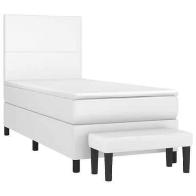 vidaXL Boxspringbett mit Matratze Weiß 80x200 cm Kunstleder