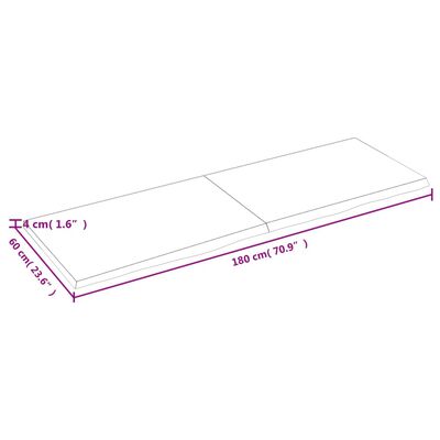 vidaXL Tischplatte 180x60x(2-4) cm Massivholz Eiche Unbehandelt