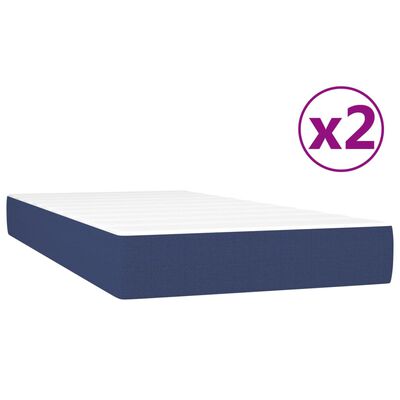 vidaXL Boxspringbett mit Matratze Blau 200x200 cm Stoff