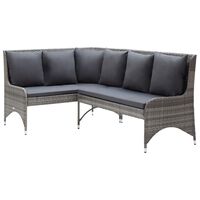 vidaXL Garten-Ecksofas 2 Stk. Poly Rattan Grau