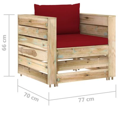 vidaXL 6-tlg. Garten-Lounge-Set mit Kissen Grün Imprägniertes Holz