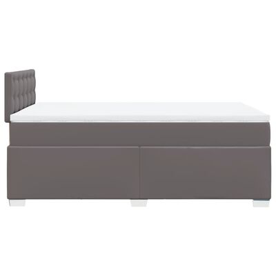 vidaXL Boxspringbett mit Matratze Grau 120x190 cm Kunstleder