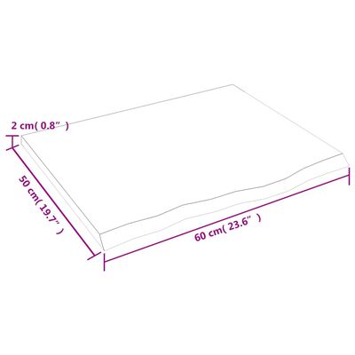 vidaXL Waschtischplatte Dunkelbraun 60x50x2 cm Massivholz Behandelt