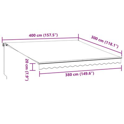 vidaXL Markise Manuell mit LED Weinrot 400x300 cm