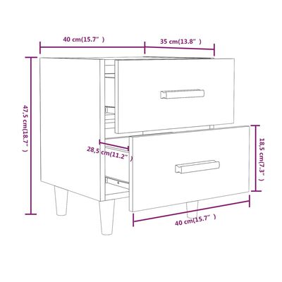 vidaXL Nachttisch Weiß 40x35x47,5 cm