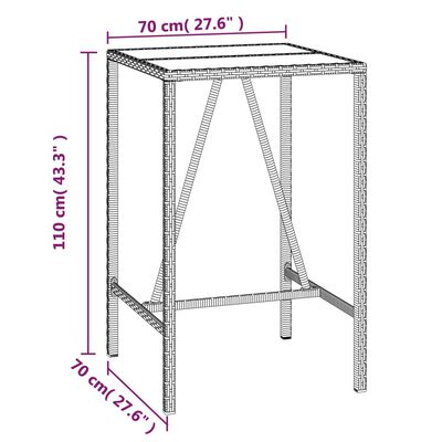 vidaXL 3-tlg. Gartenbar-Set mit Kissen Schwarz Poly Rattan