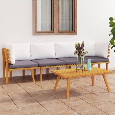 vidaXL 4-tlg. Garten-Lounge-Set mit Kissen Massivholz Akazie