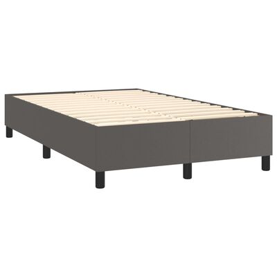 vidaXL Boxspringbett mit Matratze & LED Grau 120x200 cm Kunstleder