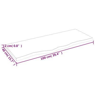 vidaXL Wandregal Hellbraun 100x40x2 cm Massivholz Eiche Behandelt