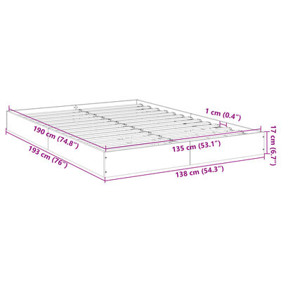 vidaXL Bettgestell Schwarz 135x190 cm Holzwerkstoff